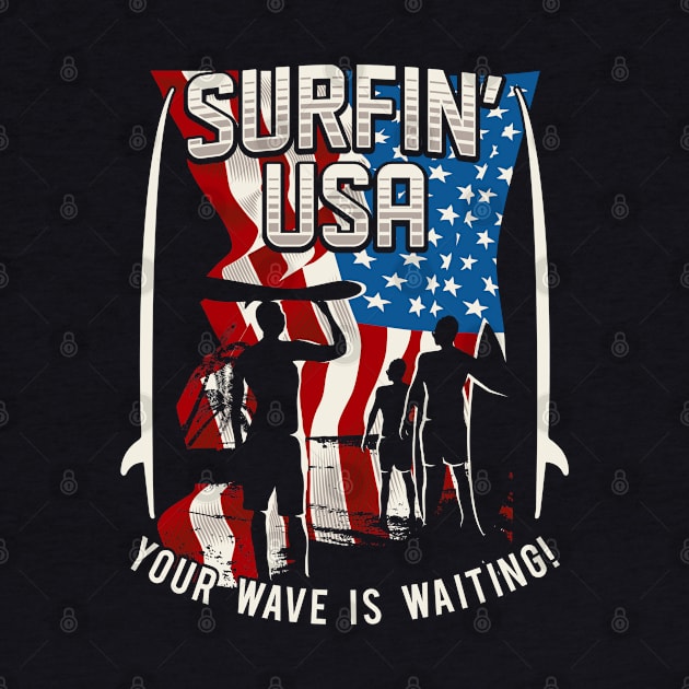 surfing usa with american flag by Dedonk.Graphic